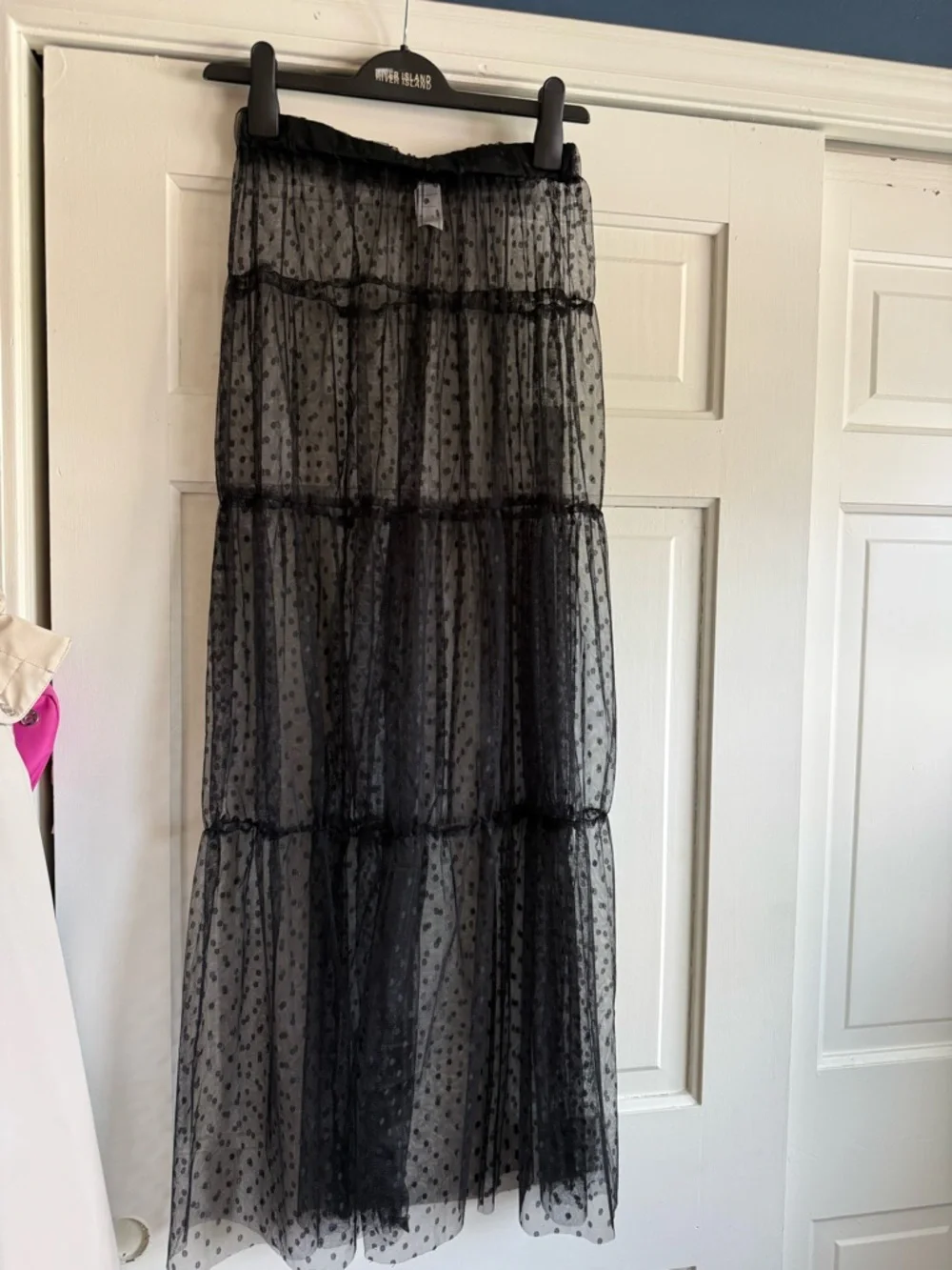 Amazon Black Sheer Polka Dot Maxi Skirt - Picture 2 of 4